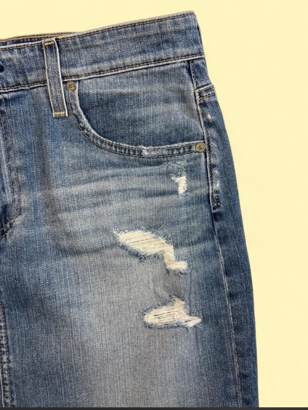 AG Adriano Goldschmied Blue Distressed Denim Mini Skirt - Picture 5 of 7